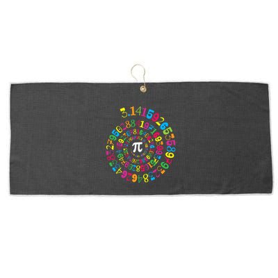 Happy Pi Day 3.14 Mathematic Math Teacher Gift Spiral Pi Day Large Microfiber Waffle Golf Towel