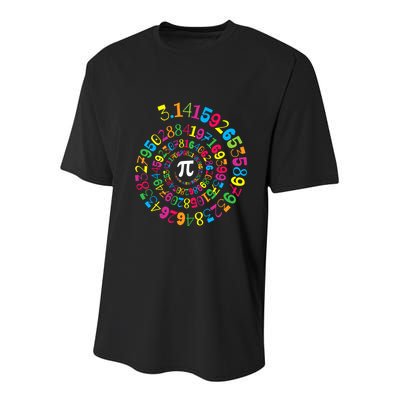 Happy Pi Day 3.14 Mathematic Math Teacher Gift Spiral Pi Day Youth Performance Sprint T-Shirt