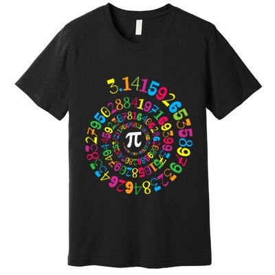 Happy Pi Day 3.14 Mathematic Math Teacher Gift Spiral Pi Day Premium T-Shirt