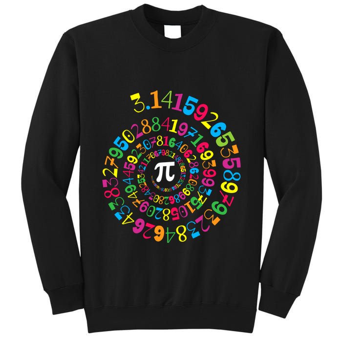 Happy Pi Day 3.14 Mathematic Math Teacher Gift Spiral Pi Day Tall Sweatshirt