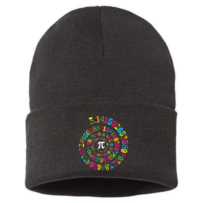 Happy Pi Day 3.14 Mathematic Math Teacher Gift Spiral Pi Day Sustainable Knit Beanie