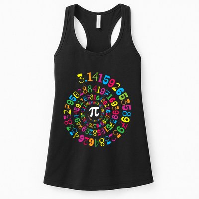 Happy Pi Day 3.14 Mathematic Math Teacher Gift Spiral Pi Day Womens Tank Top