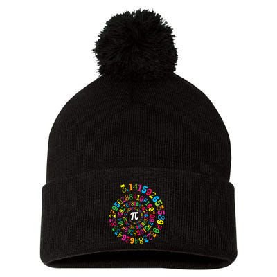 Happy Pi Day 3.14 Mathematic Math Teacher Gift Spiral Pi Day Pom Pom 12in Knit Beanie