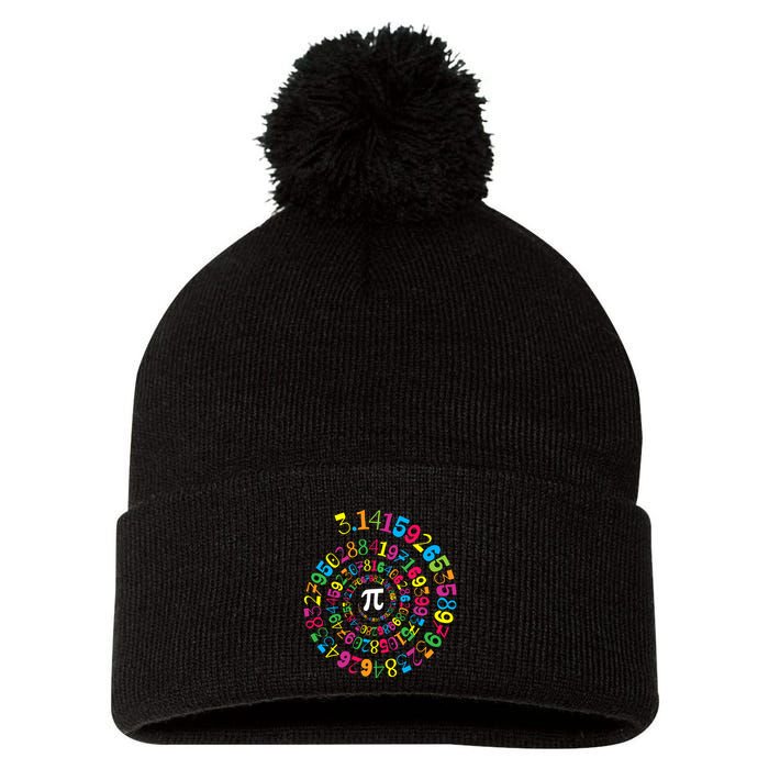 Happy Pi Day 3.14 Mathematic Math Teacher Gift Spiral Pi Day Pom Pom 12in Knit Beanie