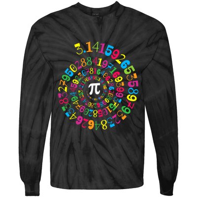 Happy Pi Day 3.14 Mathematic Math Teacher Gift Spiral Pi Day Tie-Dye Long Sleeve Shirt