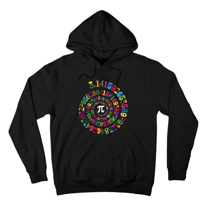Happy Pi Day 3.14 Mathematic Math Teacher Gift Spiral Pi Day Tall Hoodie