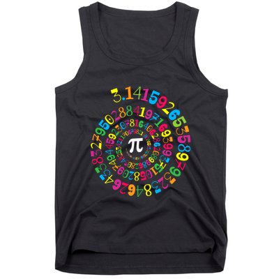 Happy Pi Day 3.14 Mathematic Math Teacher Gift Spiral Pi Day Tank Top
