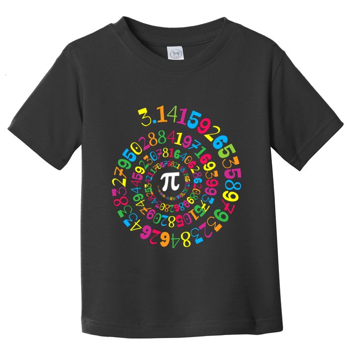 Happy Pi Day 3.14 Mathematic Math Teacher Gift Spiral Pi Day Toddler T-Shirt
