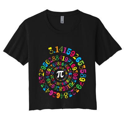 Happy Pi Day 3.14 Mathematic Math Teacher Gift Spiral Pi Day Crop Top