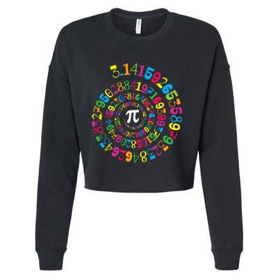 Happy Pi Day 3.14 Mathematic Math Teacher Gift Spiral Pi Day Cropped Pullover Crew