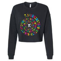 Happy Pi Day 3.14 Mathematic Math Teacher Gift Spiral Pi Day Cropped Pullover Crew