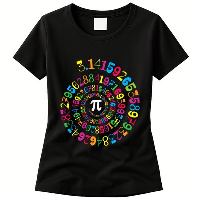 Happy Pi Day 3.14 Mathematic Math Teacher Gift Spiral Pi Day Womens T-Shirt