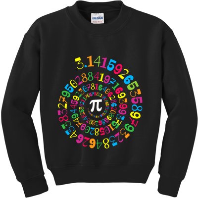Happy Pi Day 3.14 Mathematic Math Teacher Gift Spiral Pi Day Kids Sweatshirt