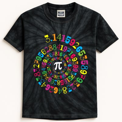 Happy Pi Day 3.14 Mathematic Math Teacher Gift Spiral Pi Day Kids Tie-Dye T-Shirt