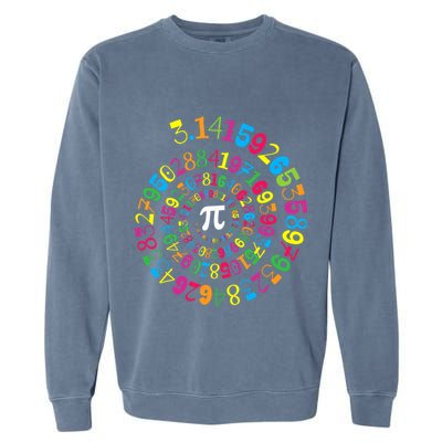 Happy Pi Day 3.14 Mathematic Math Teacher Gift Spiral Pi Day Garment-Dyed Sweatshirt
