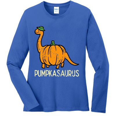 Halloween Pumpkin Dino Pumpasaurus Costume Ladies Long Sleeve Shirt