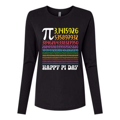 Happy Pi Day Colorful Pi Numbers 3.14 For Teacher Student Womens Cotton Relaxed Long Sleeve T-Shirt