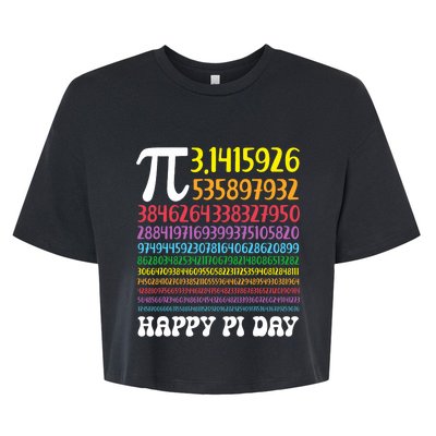 Happy Pi Day Colorful Pi Numbers 3.14 For Teacher Student Bella+Canvas Jersey Crop Tee