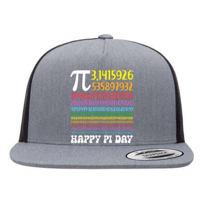 Happy Pi Day Colorful Pi Numbers 3.14 For Teacher Student Flat Bill Trucker Hat