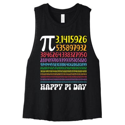 Happy Pi Day Colorful Pi Numbers 3.14 For Teacher Student Women's Racerback Cropped Tank