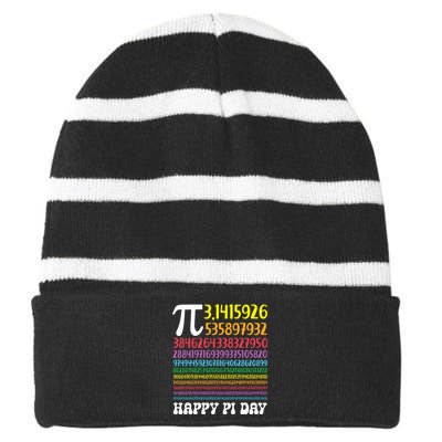 Happy Pi Day Colorful Pi Numbers 3.14 For Teacher Student Striped Beanie with Solid Band