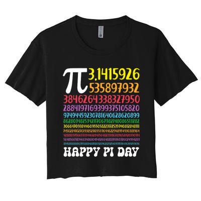 Happy Pi Day Colorful Pi Numbers 3.14 For Teacher Student Women's Crop Top Tee