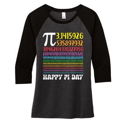 Happy Pi Day Colorful Pi Numbers 3.14 For Teacher Student Women's Tri-Blend 3/4-Sleeve Raglan Shirt