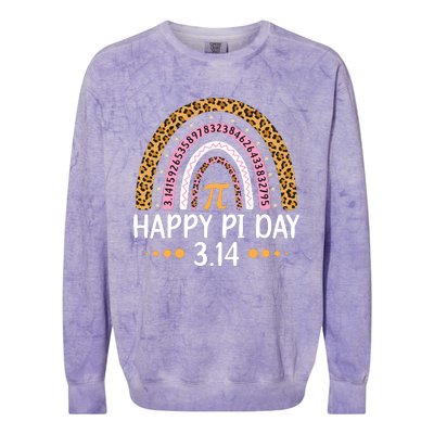 Happy Pi Day Mathematic Math Teacher Gift Leopard Rainbow Colorblast Crewneck Sweatshirt