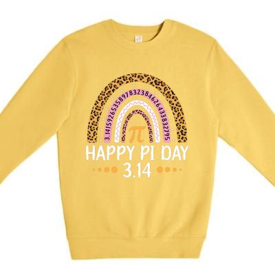 Happy Pi Day Mathematic Math Teacher Gift Leopard Rainbow Premium Crewneck Sweatshirt