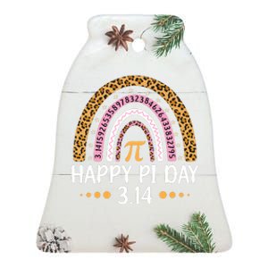 Happy Pi Day Mathematic Math Teacher Gift Leopard Rainbow Ceramic Bell Ornament