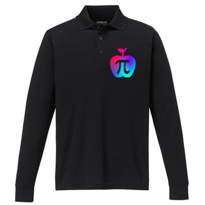 Happy Pi Day Cute Apple Pie 3.14 Funny Science Math Teacher Performance Long Sleeve Polo