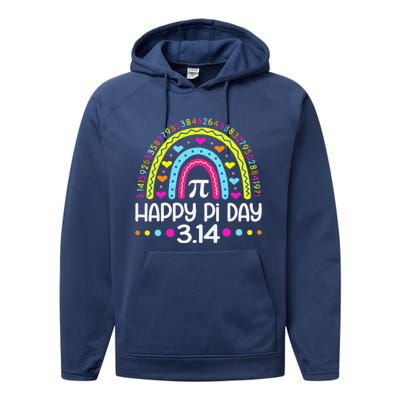 Happy Pi Day Rainbow 3.14 Pi Number Math Teacher Performance Fleece Hoodie