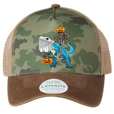 Halloween Pumpkin Dinosaur Skeleton T Rex Gift Legacy Tie Dye Trucker Hat