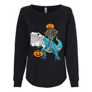 Halloween Pumpkin Dinosaur Skeleton T Rex Gift Womens California Wash Sweatshirt