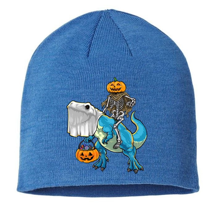 Halloween Pumpkin Dinosaur Skeleton T Rex Gift Sustainable Beanie