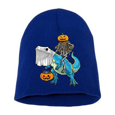 Halloween Pumpkin Dinosaur Skeleton T Rex Gift Short Acrylic Beanie