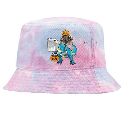 Halloween Pumpkin Dinosaur Skeleton T Rex Gift Tie-Dyed Bucket Hat