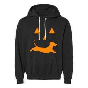 Halloween Pumpkin Dachshund Jackolantern Garment-Dyed Fleece Hoodie