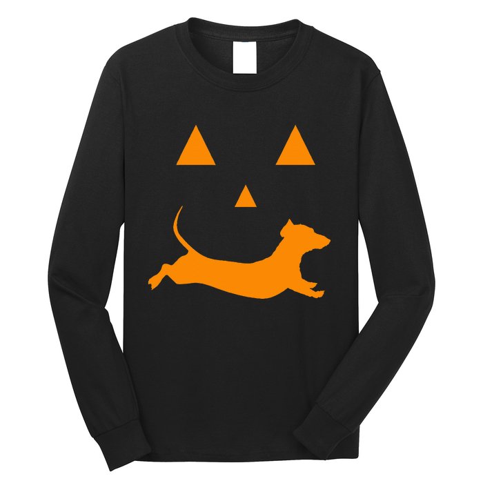 Halloween Pumpkin Dachshund Jackolantern Long Sleeve Shirt