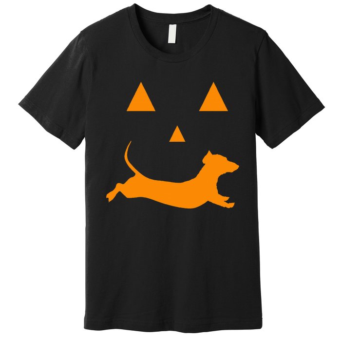 Halloween Pumpkin Dachshund Jackolantern Premium T-Shirt