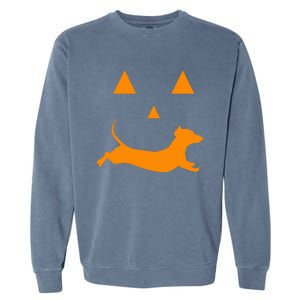 Halloween Pumpkin Dachshund Jackolantern Garment-Dyed Sweatshirt