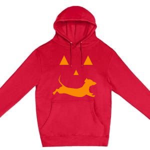 Halloween Pumpkin Dachshund Jackolantern Premium Pullover Hoodie