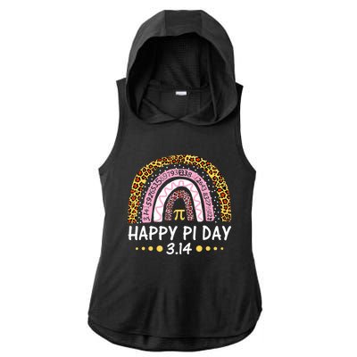 Happy Pi Day Mathematic Math Teacher Gifts Leopard Rainbow Ladies PosiCharge Tri-Blend Wicking Draft Hoodie Tank