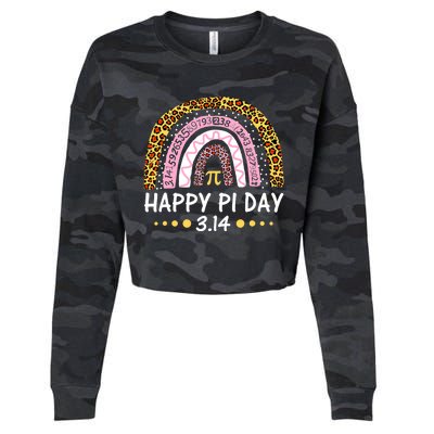 Happy Pi Day Mathematic Math Teacher Gifts Leopard Rainbow Cropped Pullover Crew