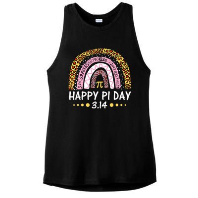 Happy Pi Day Mathematic Math Teacher Gifts Leopard Rainbow Ladies PosiCharge Tri-Blend Wicking Tank