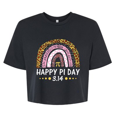 Happy Pi Day Mathematic Math Teacher Gifts Leopard Rainbow Bella+Canvas Jersey Crop Tee