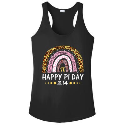 Happy Pi Day Mathematic Math Teacher Gifts Leopard Rainbow Ladies PosiCharge Competitor Racerback Tank