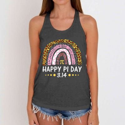 Happy Pi Day Mathematic Math Teacher Gifts Leopard Rainbow Women's Knotted Racerback Tank