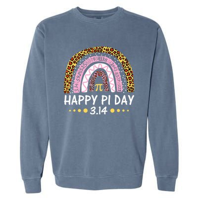 Happy Pi Day Mathematic Math Teacher Gifts Leopard Rainbow Garment-Dyed Sweatshirt