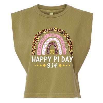 Happy Pi Day Mathematic Math Teacher Gifts Leopard Rainbow Garment-Dyed Women's Muscle Tee